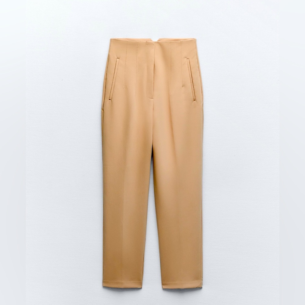 Zara khaki colored high waisted trousers